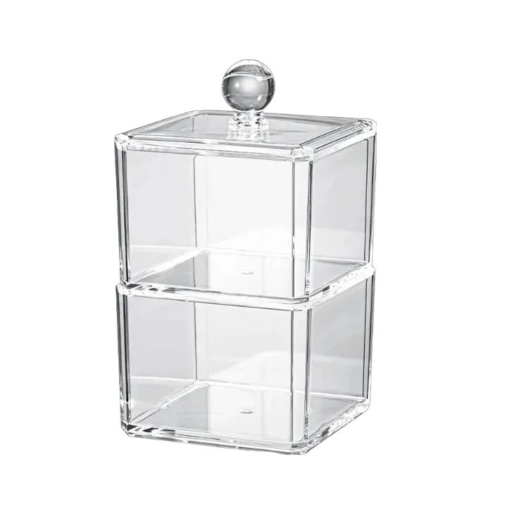 ANYHOUZ Storage Box Two Layer Transparent Acrylic Stackable Dustproof Jewelry Cases Organizer