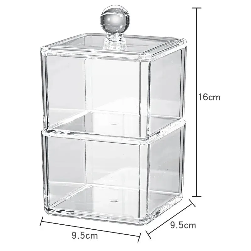 ANYHOUZ Storage Box Two Layer Transparent Acrylic Stackable Dustproof Jewelry Cases Organizer