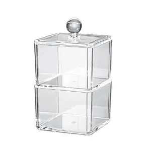 ANYHOUZ Storage Box Two Layer Transparent Acrylic Stackable Dustproof Jewelry Cases Organizer