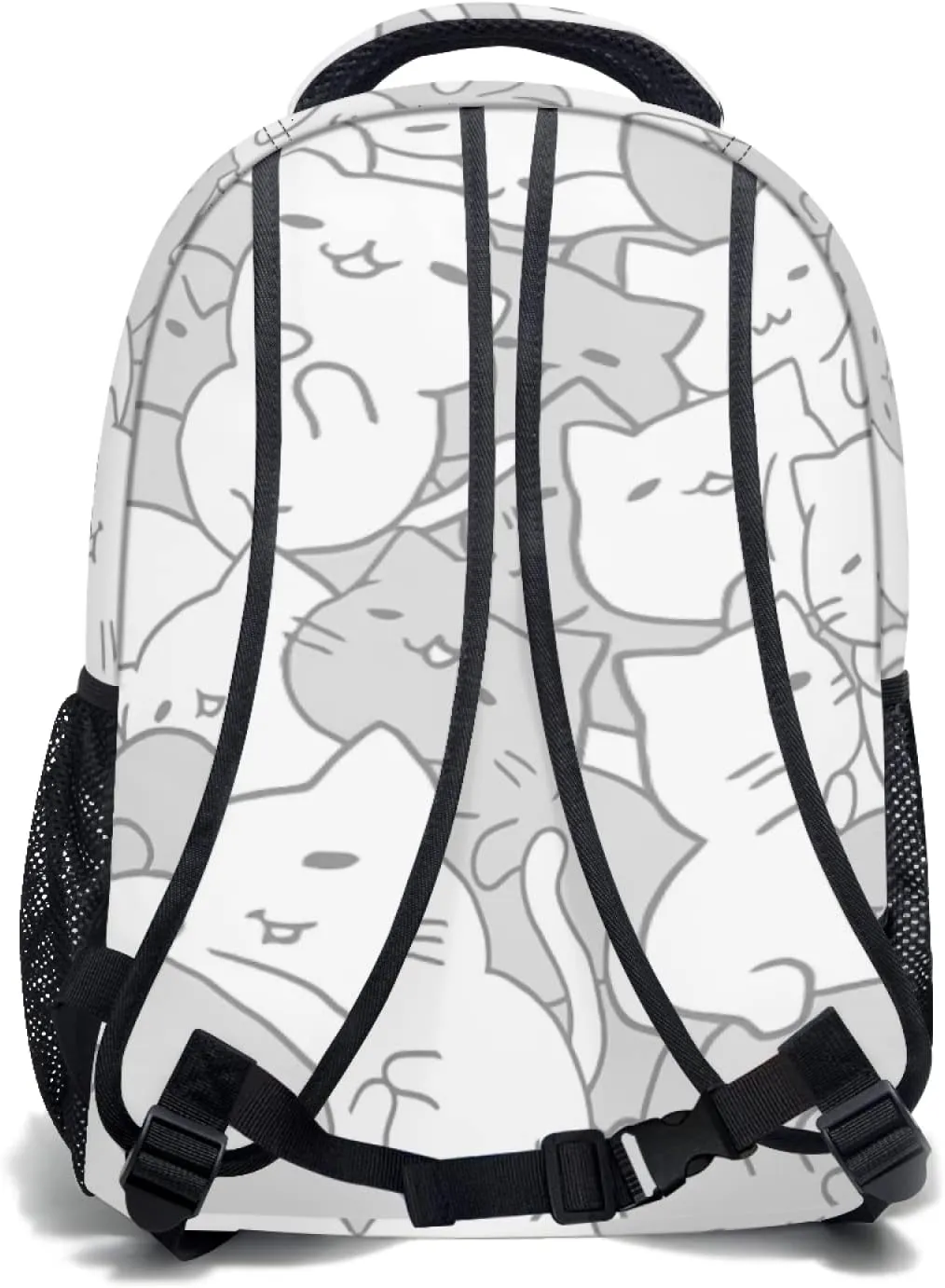 aportt Cute Cat Backpack for Boys Girls Kawaii Kitties Durable Casual Basic Kids Bookbag White Grey Lightweight School Bag for Teens Students Travel Daypack