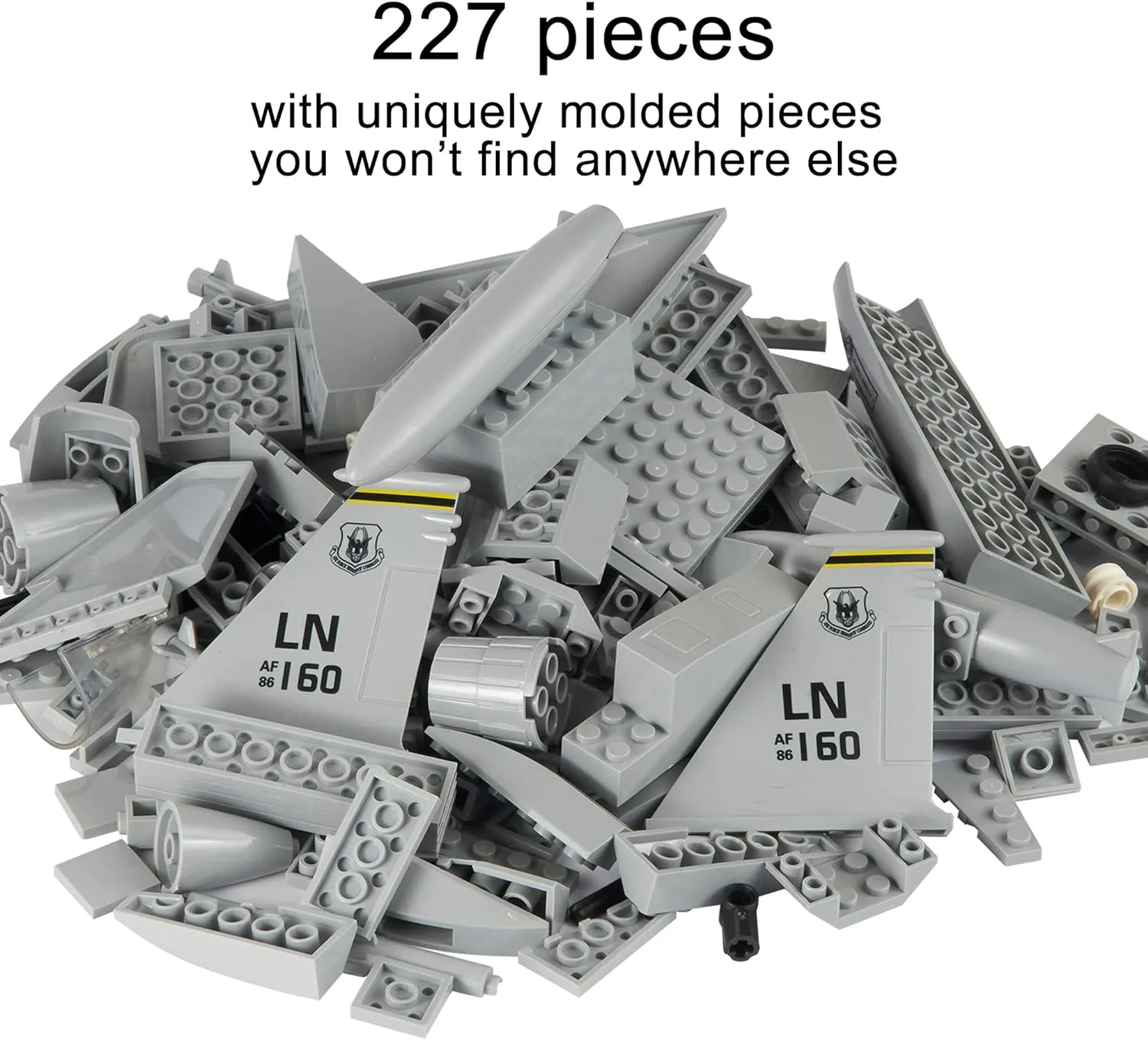 Apostrophe Games Fighter Jet Building Block Set – 227-Pcs F-15 Eagle Fighter Toys Set – Plane for Kids Older Than 10 and Adults – Compatible with All Building Bricks