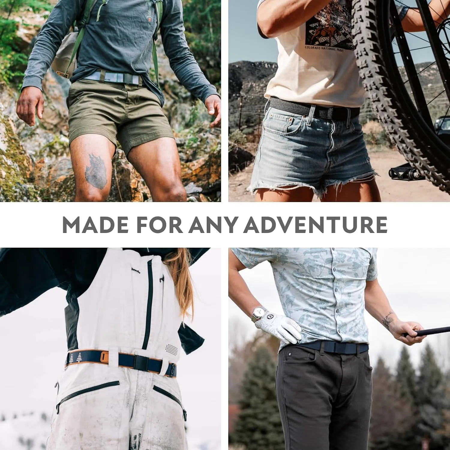 Arcade Belts A2 Unisex Adventure Belt: Heavy Duty Stretch, Metal Free Buckle