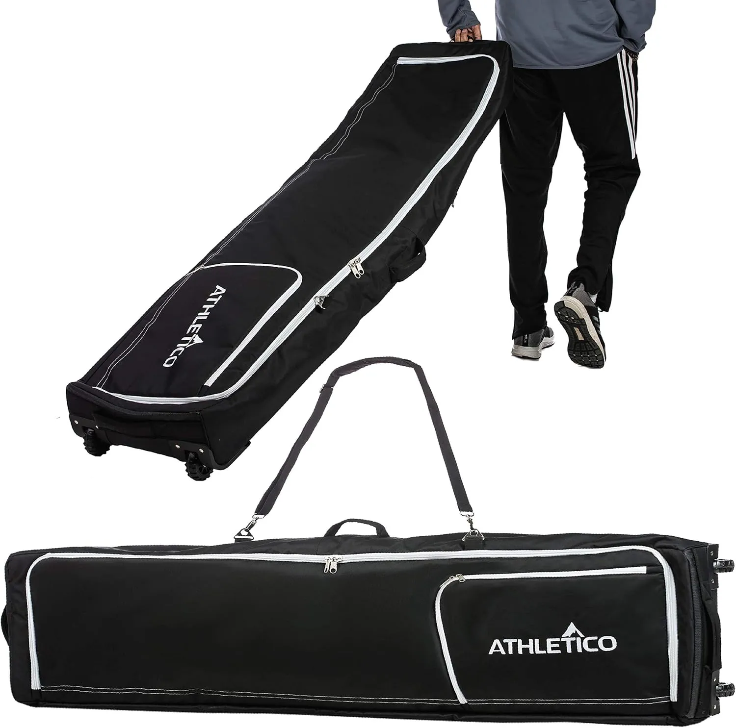 Athletico Rolling Double Ski Bag - Padded Ski Bag With Wheels for Air Travel