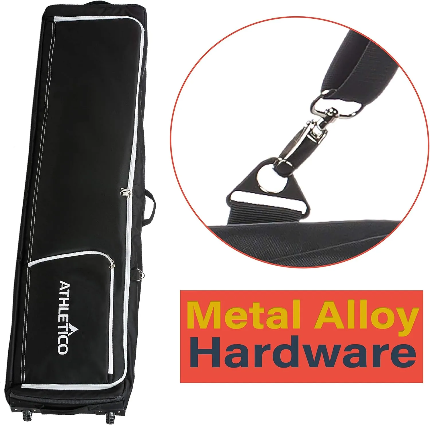 Athletico Rolling Double Ski Bag - Padded Ski Bag With Wheels for Air Travel