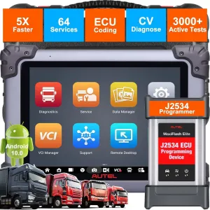 Autel MaxiSYS MS908CV II Heavy Duty Truck Scanner, Better MS908CV, Same as MS909CV Diagnostic Scan Tool for Commercial Vehicles, J2534 ECU Programming/Coding, 64 Services, 3000  Active Tests