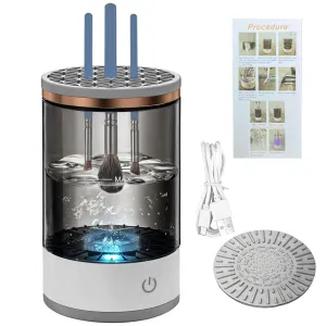 Automatic Beauty Brush Cleaner & Dryer, Usb Rechargeable Cleaning Makeup Brush Machine, One-Step Operation, Compact & Easy Storage, Black