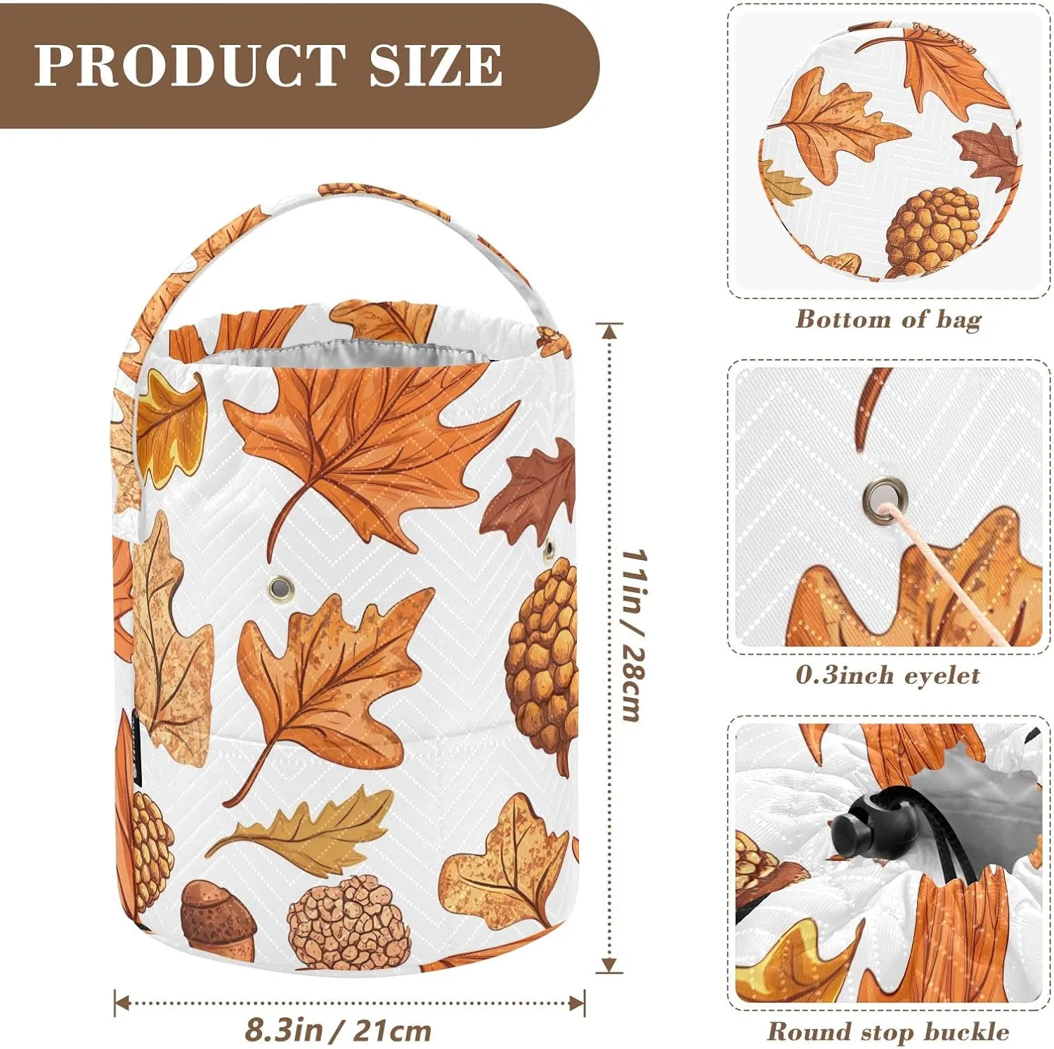 Autumn Leaves and Acorns Knitting Bag Small Crochet Bag Organizer Crochet Bag Organizer for Travelling