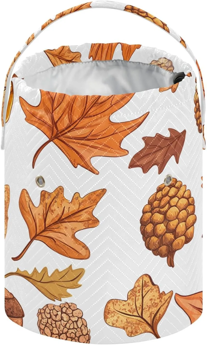 Autumn Leaves and Acorns Knitting Bag Small Crochet Bag Organizer Crochet Bag Organizer for Travelling