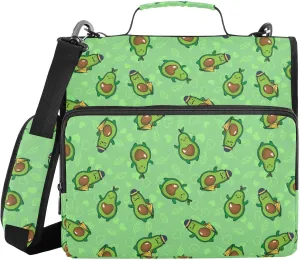 Avocado Heart Nuclear Binder Bag 3 Ring Binder Trapper Keeper Zipper Binders Organizer for Office