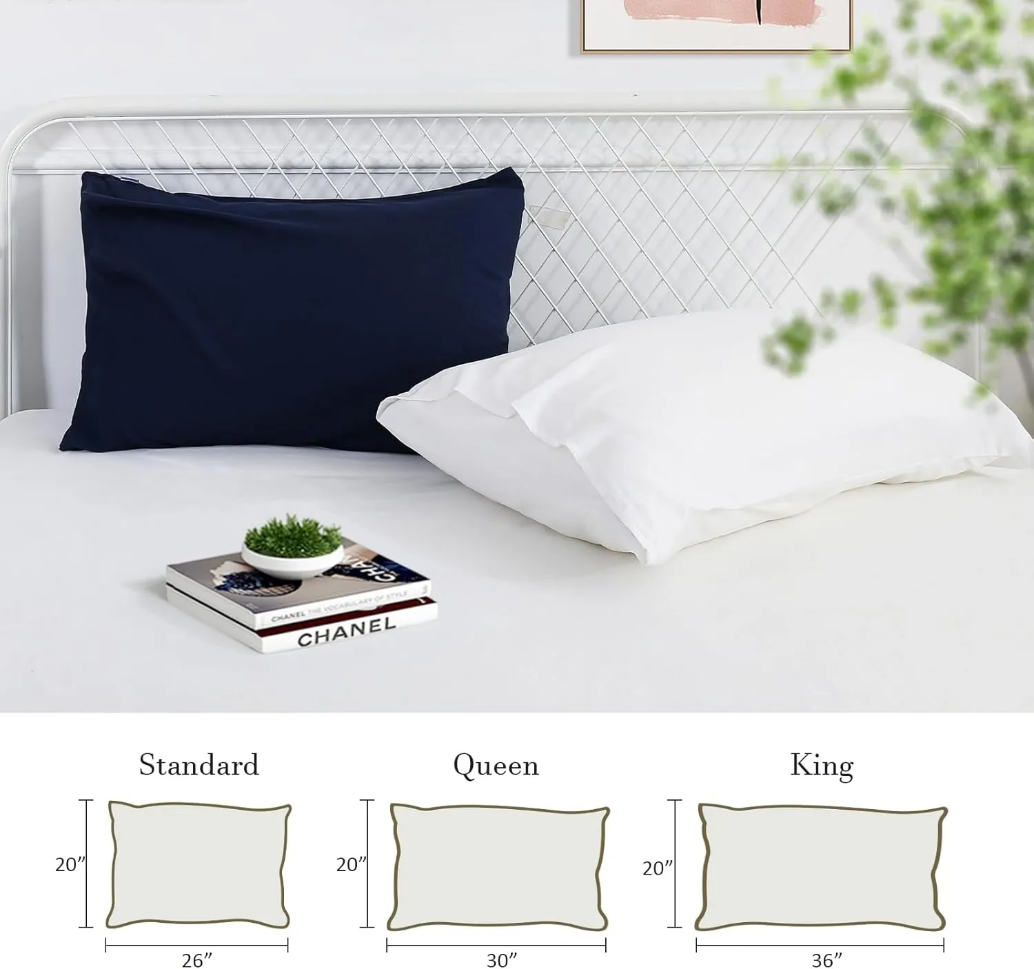 Avolare 2 Pack Pillowcases, Cooling Pillow Case Queen Size, Breathable & Machine Washable Pillow Covers with Envelope Closure for Hot Sleepers, Night Sweats - Navy Blue (20"x30") Imported