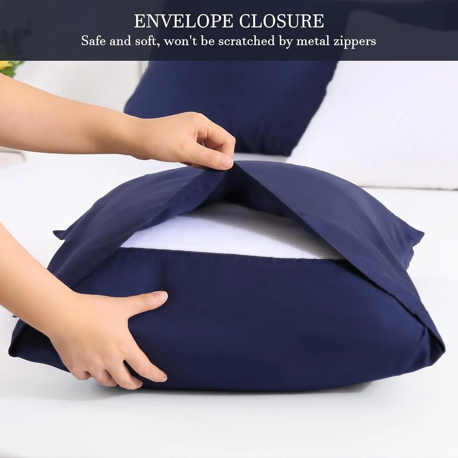 Avolare 2 Pack Pillowcases, Cooling Pillow Case Queen Size, Breathable & Machine Washable Pillow Covers with Envelope Closure for Hot Sleepers, Night Sweats - Navy Blue (20"x30") Imported