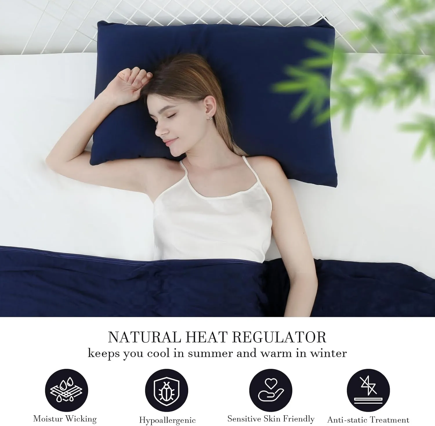 Avolare 2 Pack Pillowcases, Cooling Pillow Case Queen Size, Breathable & Machine Washable Pillow Covers with Envelope Closure for Hot Sleepers, Night Sweats - Navy Blue (20"x30") Imported