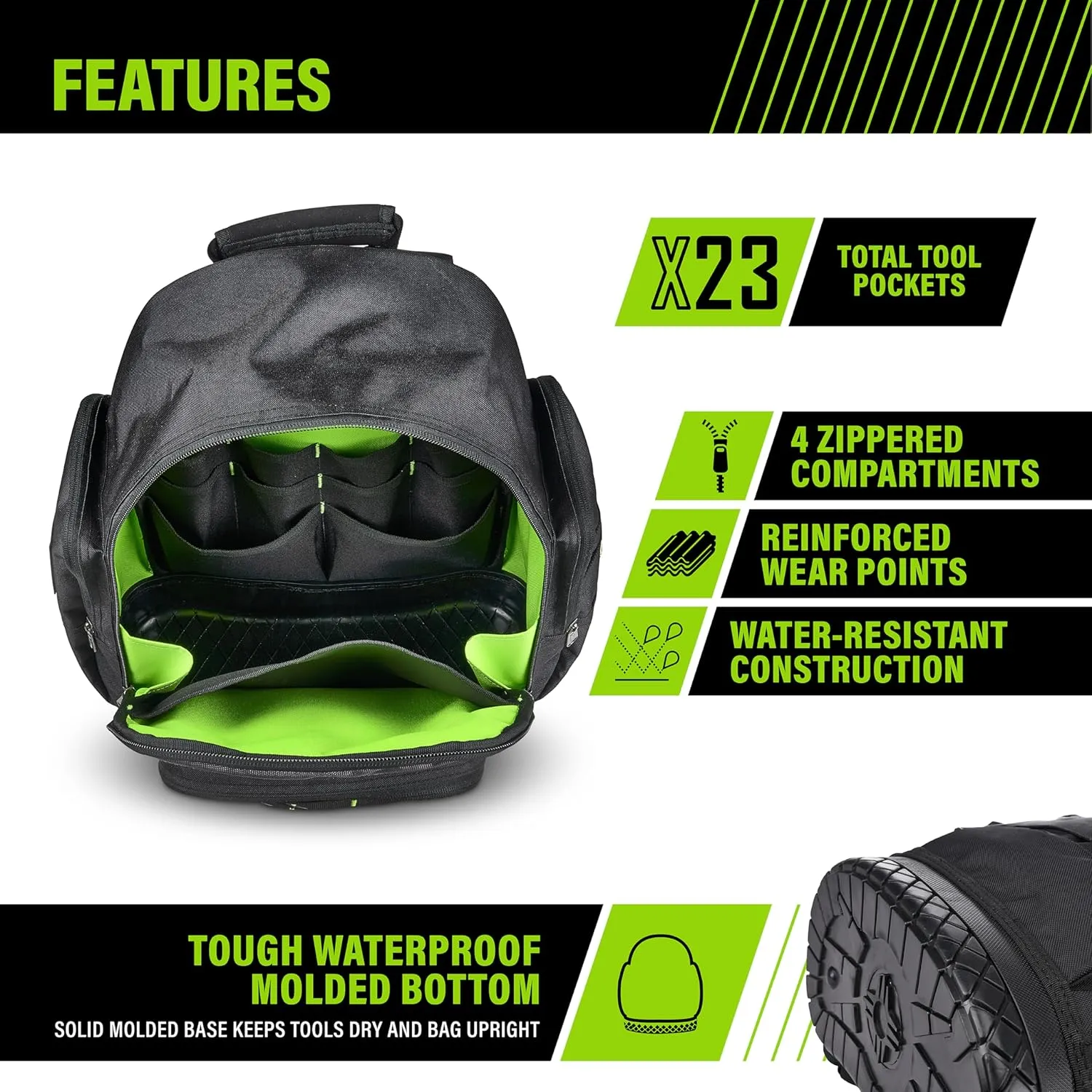AWP Tool Bags, Premium Tool Bag, Black, Durable Tool Tote, for Professionals and Contractors