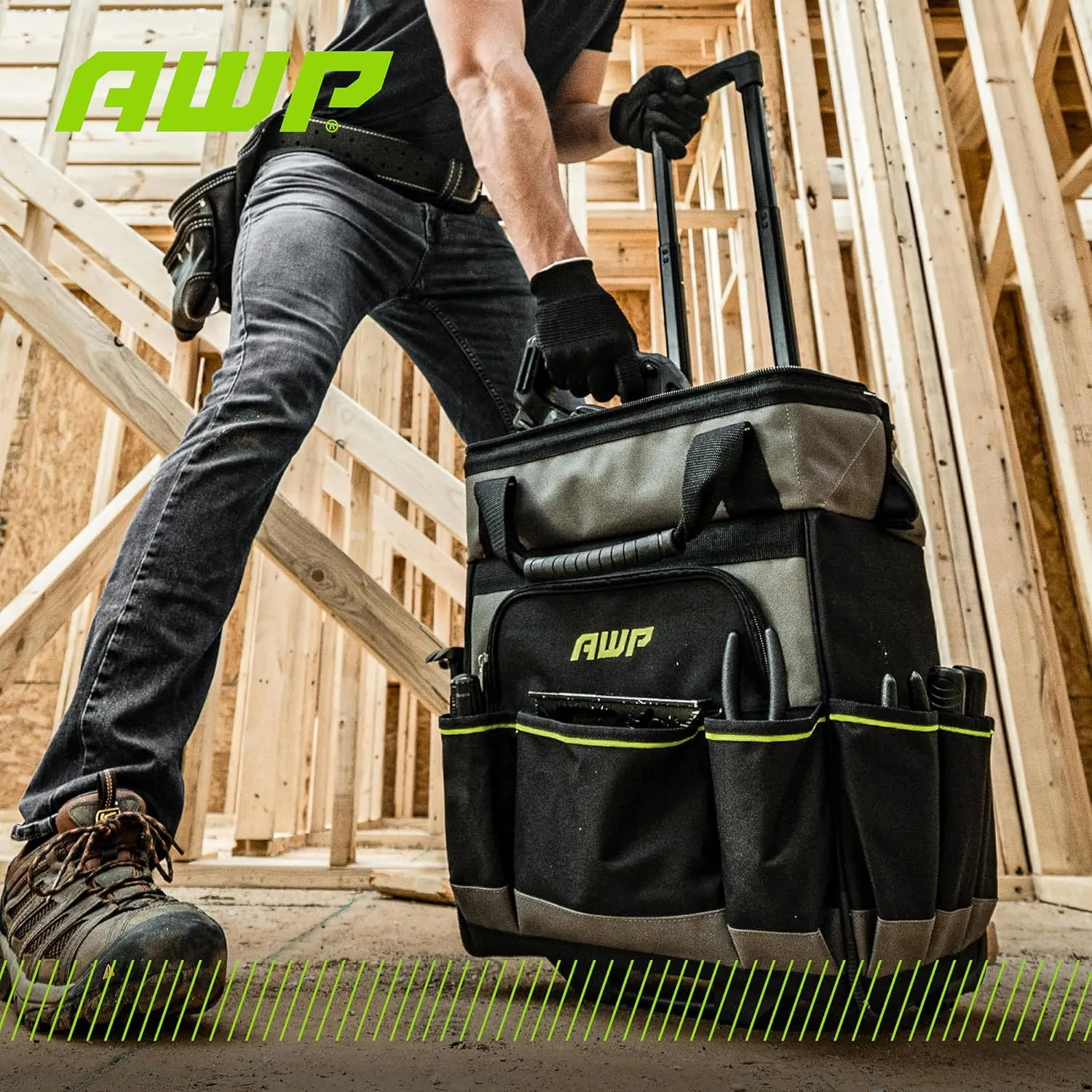 AWP Tool Bags, Premium Tool Bag, Black, Durable Tool Tote, for Professionals and Contractors