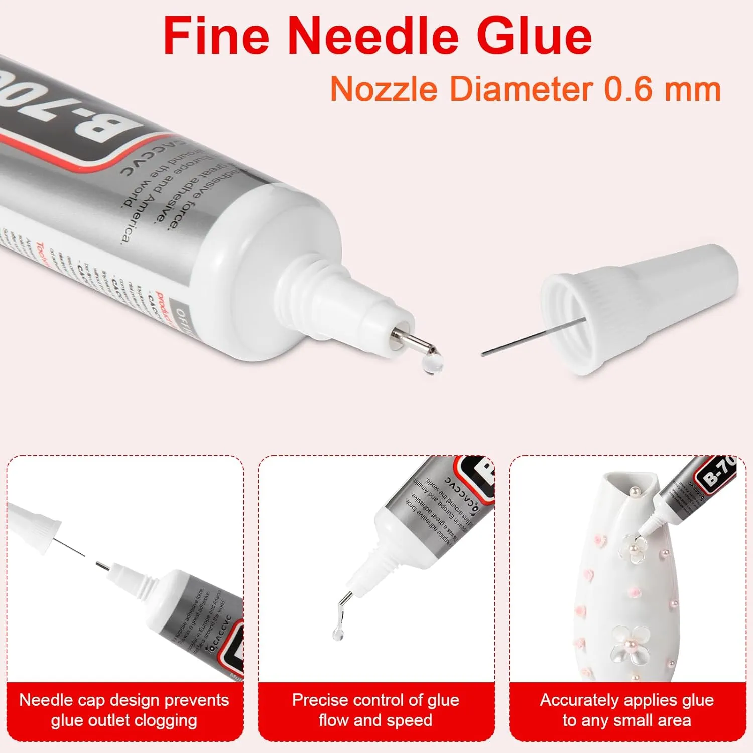 B7000 Glue Clear with Precision Tip, B7000 Glue Clear for Rhinestones B-7000 Glue Clear for Rhinestone Crafts Transparent B7000 Jewelry Glue for Metal and Stone Cell Phones Electronics (6pcs15ML)