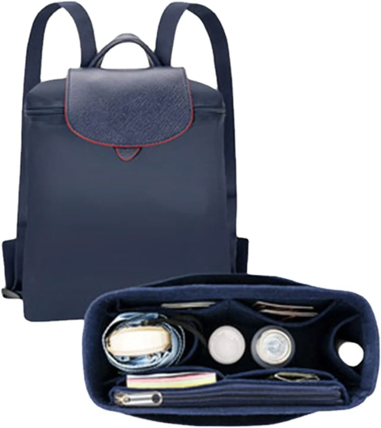 Backpack Organizer, Purse Organizer, Insert Multi Pocket Felt Bag Organizer Suitable For Longchamp(grey)