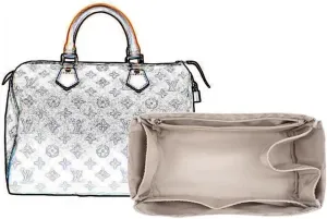 Bag organizer suitable for Lv speedy nylon storage liner bag handbag organizer plug-in wallet lining storage bag(Beige a,Foe Lv speedy 30)