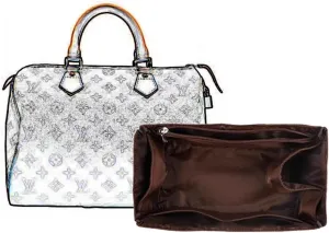 Bag organizer suitable for Lv speedy nylon storage liner bag handbag organizer plug-in wallet lining storage bag(Coffee b,Foe Lv speedy 30)