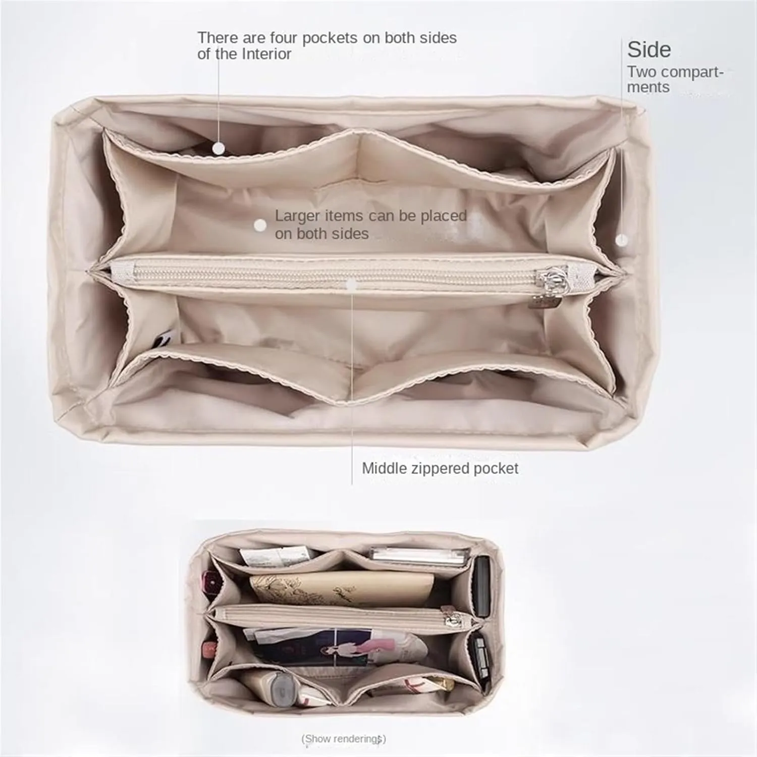 Bag organizer suitable for Lv speedy nylon storage liner bag handbag organizer plug-in wallet lining storage bag(Coffee b,Foe Lv speedy 30)