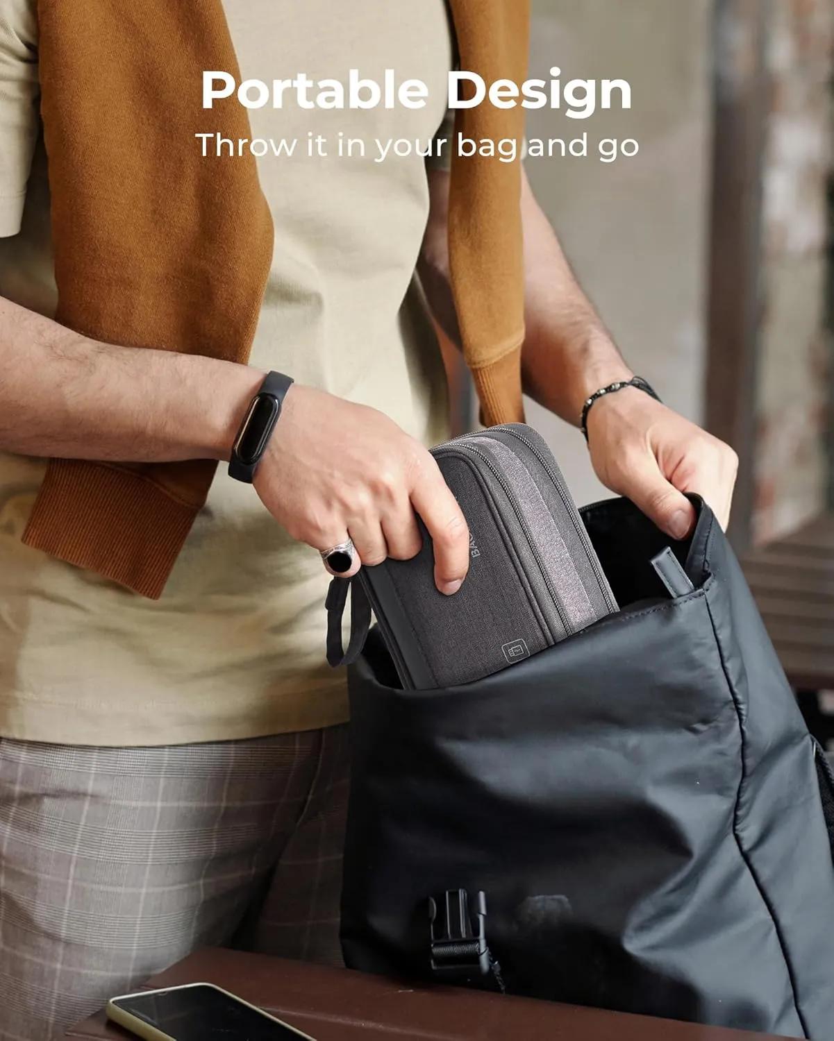 BAGSMART Electronics Organizer, Charger Bag, Cord Organizer for Travel Tech Storage, Black