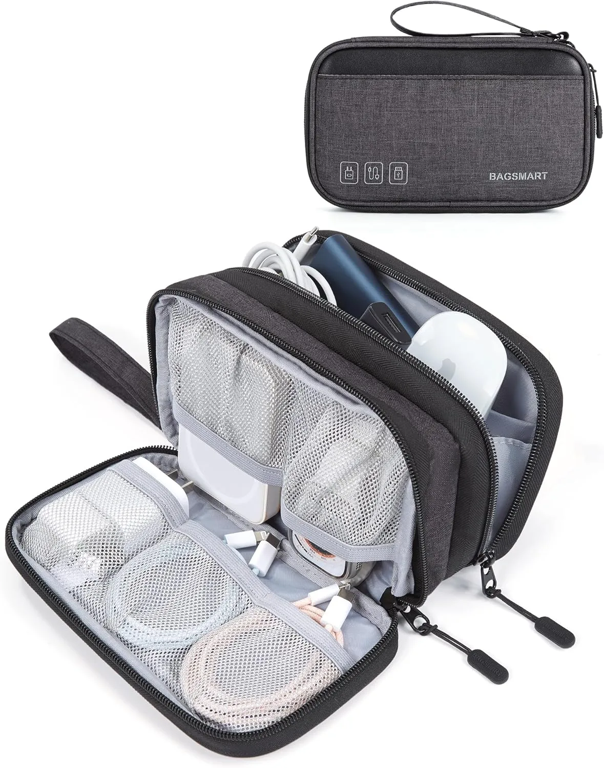 BAGSMART Electronics Organizer, Charger Bag, Cord Organizer for Travel Tech Storage, Black