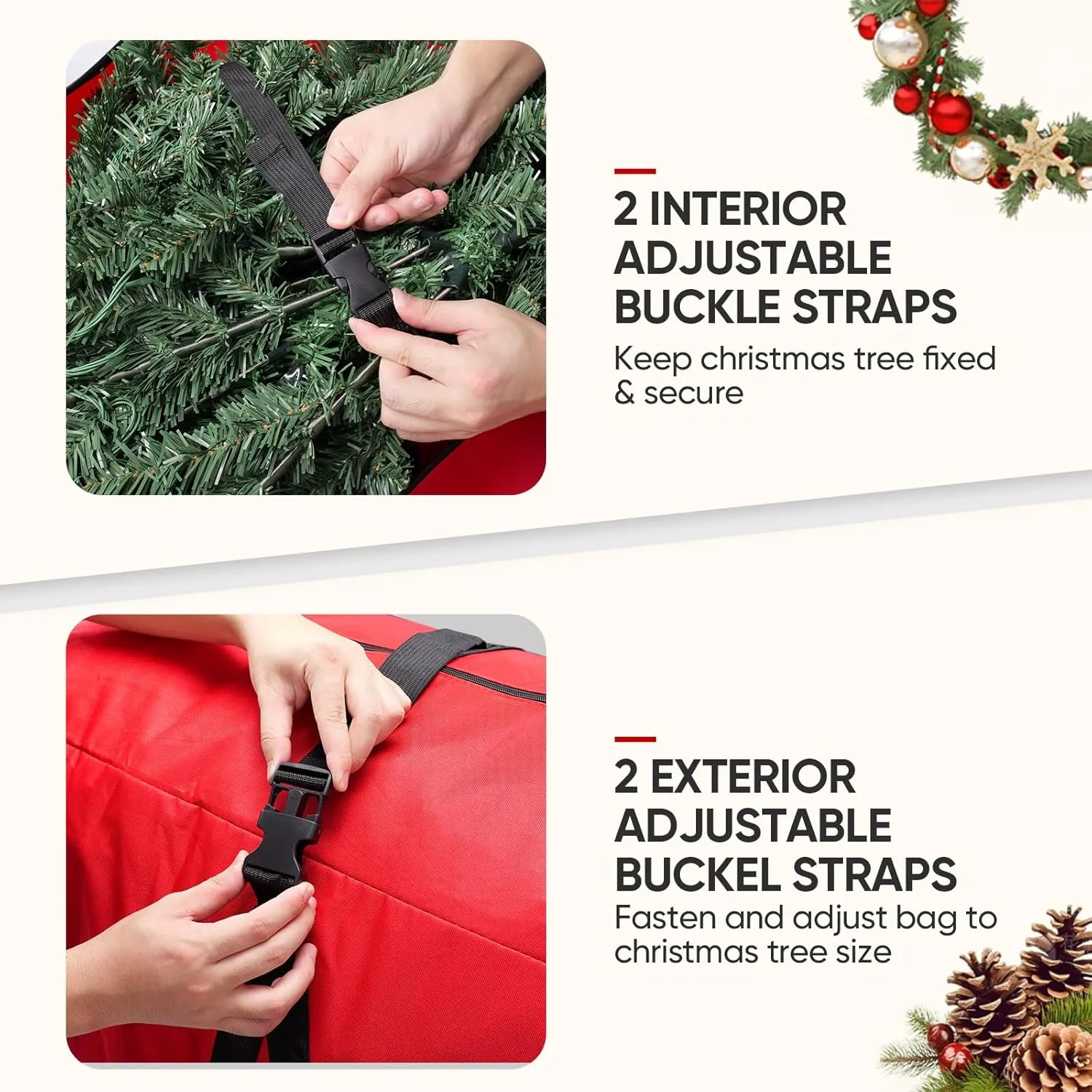BALEINE 7.5 ft Rolling Christmas Tree Storage Bag, 2 Swivel Wheels for Easy Moving, Heavy Duty 600D Oxford Fabric Extra Large Artificial Christmas Tree Bag with Reinforced Carry Handles (Green)