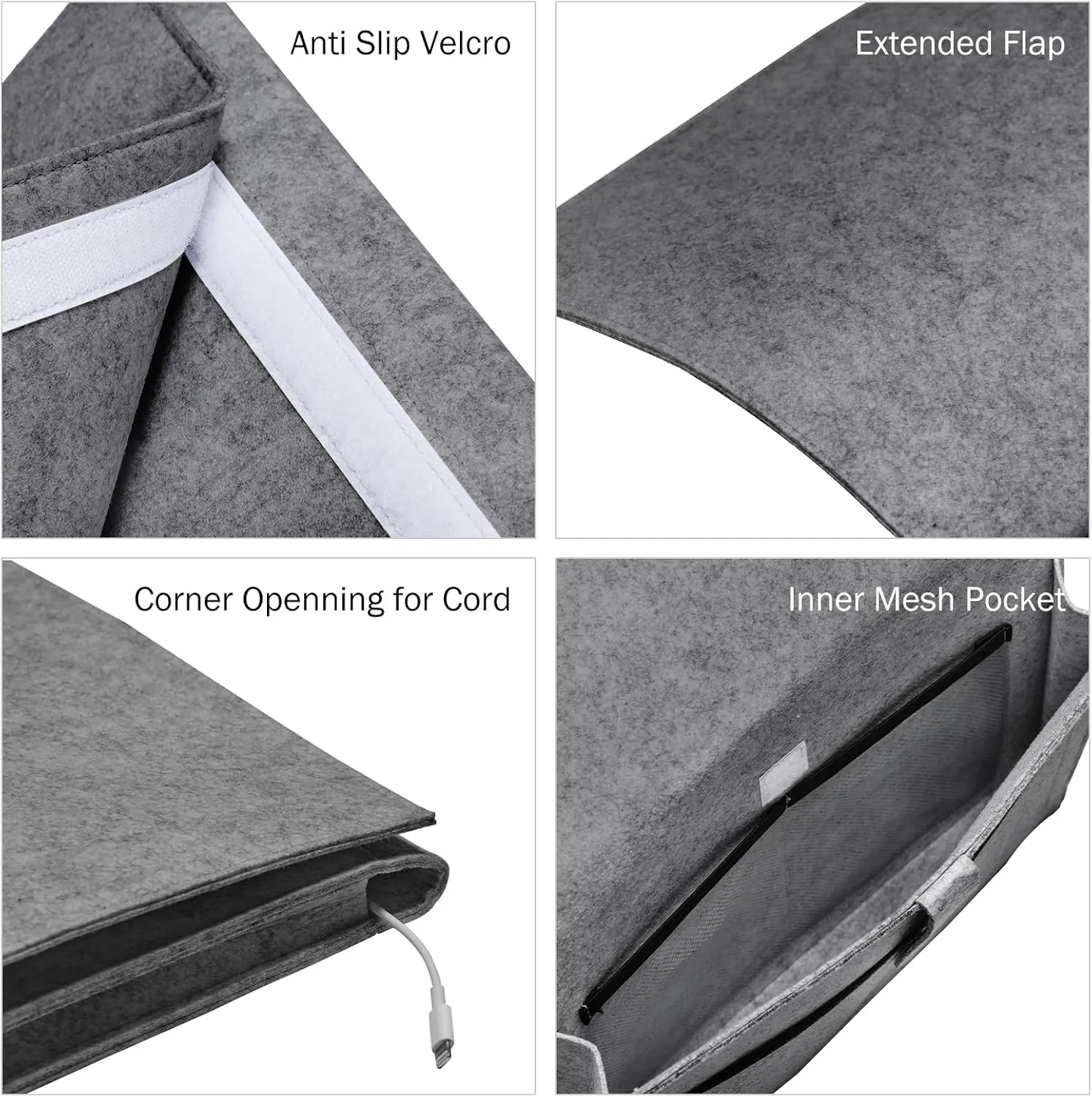 Bedside Caddy, Bedside Organizer for Dorm Room, Bunk Bed, Grey