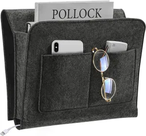 Bedside Caddy, Bedside Organizer for Dorm Room, Bunk Bed, Grey