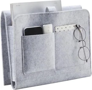 Bedside Caddy, Bedside Organizer for Dorm Room, Bunk Bed, Light Grey