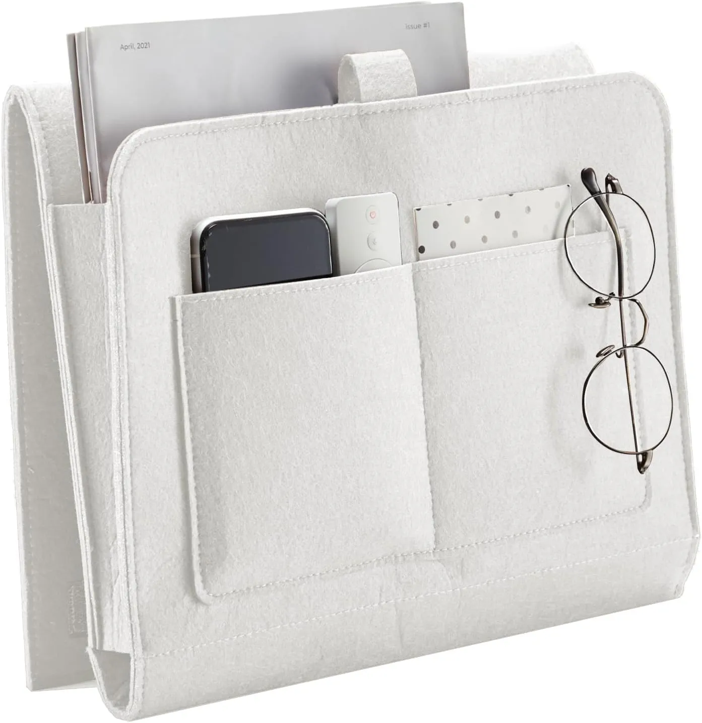 Bedside Caddy, Bedside Storage Caddy, Bedside Organizer for Dorm Room, Bunk Bed, Beige