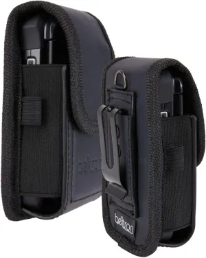 BELTRON Case for Kyocera Flip Phone, DuraXE Epic E4830, DuraXV Extreme E4810 E4811, DuraXE E4710, Sonim Flip Features: Heavy Duty Belt Loop, Metal Belt Clip & Dual Magnet Closure (Black Leather)