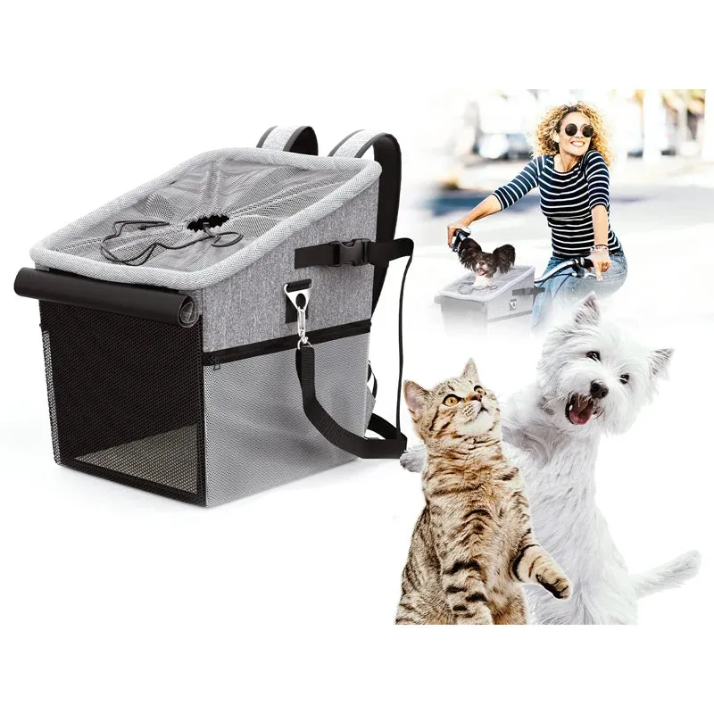 Benepaw Breathable Padded Bike Dog Basket Foldable Durable Pet Car Seat Carrier Cat Puppy Backpack For Small Medium Breed