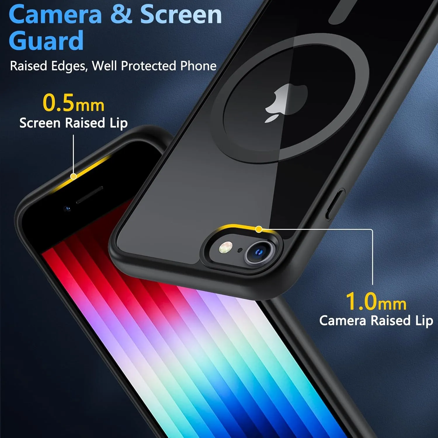 BESINPO Magnetic Case for iPhone SE 2022/SE 2020/8/7 Case, with Tempered Glass Screen Protector, [Compatible with MagSafe], Military Drop Shockproof Cover for iPhone SE 3/SE 2/8/7 4.7 inch,Black