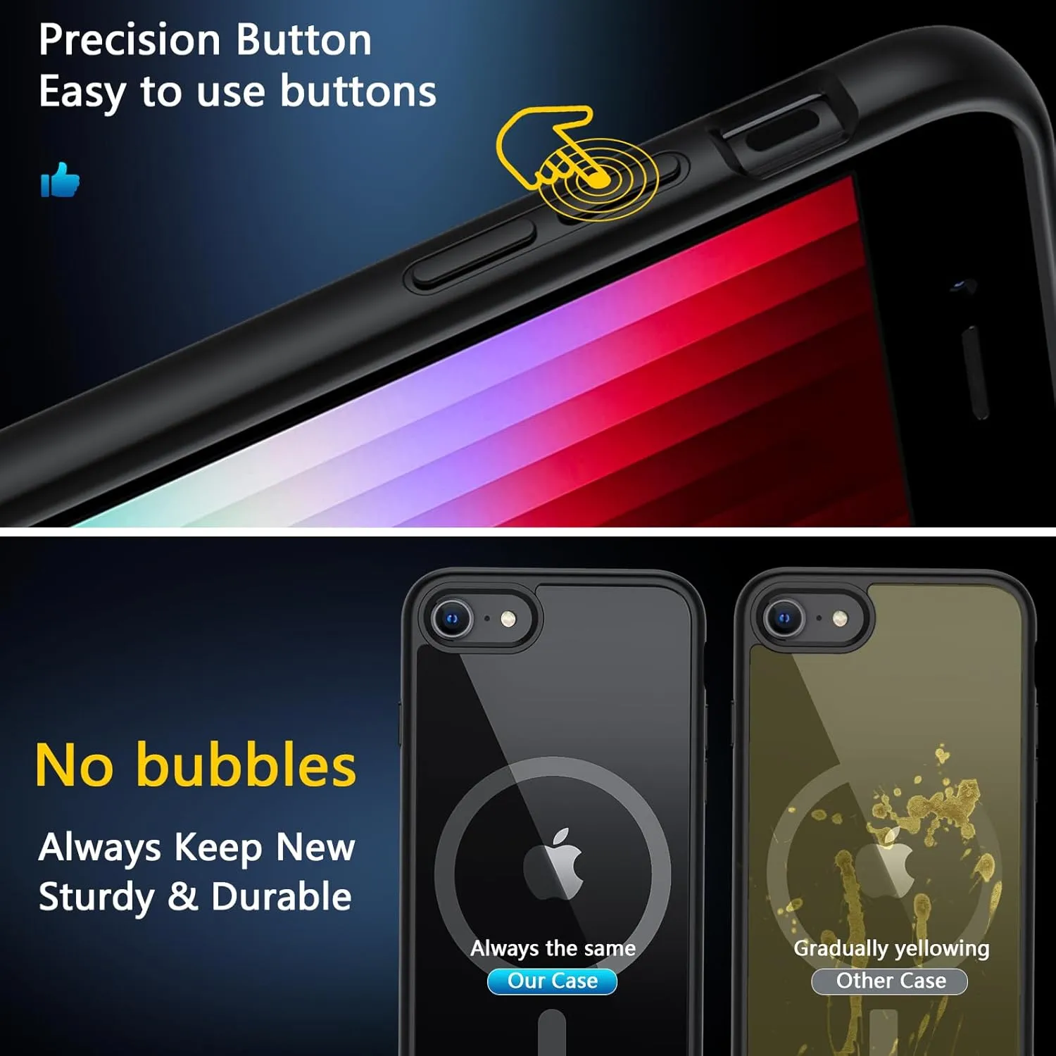 BESINPO Magnetic Case for iPhone SE 2022/SE 2020/8/7 Case, with Tempered Glass Screen Protector, [Compatible with MagSafe], Military Drop Shockproof Cover for iPhone SE 3/SE 2/8/7 4.7 inch,Black