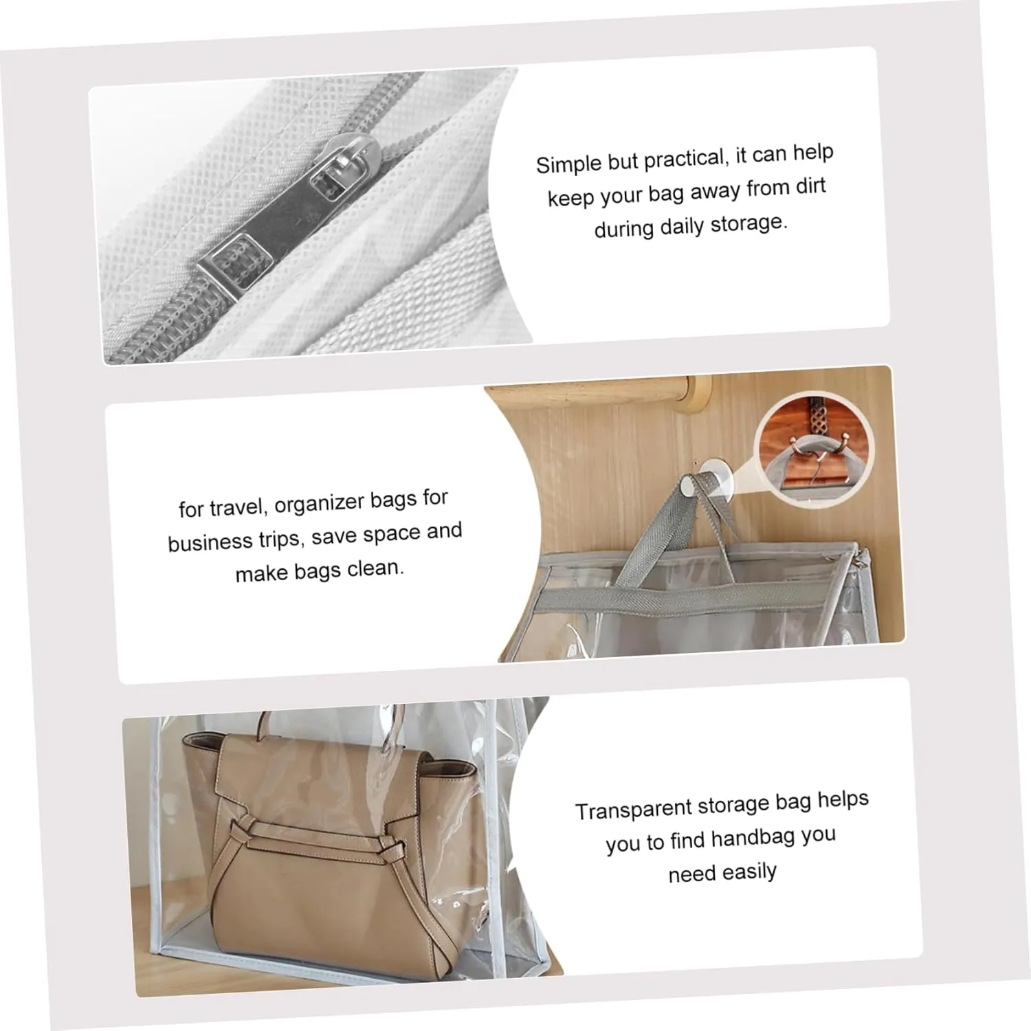 BESPORTBLE Handbag Organizer Cover Bag Purse Storage Pouch Dustproof Bag for Home Office and