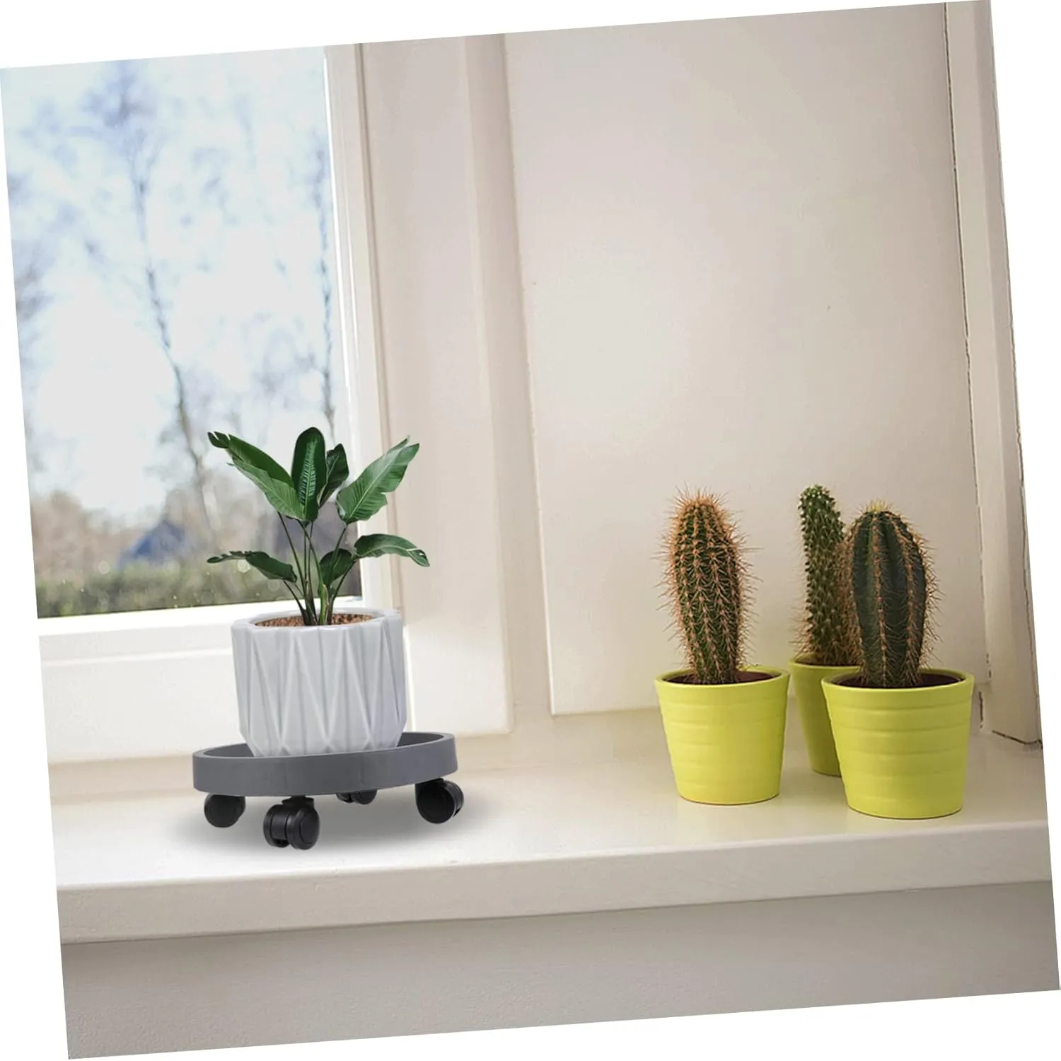 BESPORTBLE Thickened Planter Cart Wheeled Flower Pot Tray Rolling Plant Stand Sturdy Casters Garden Accessory