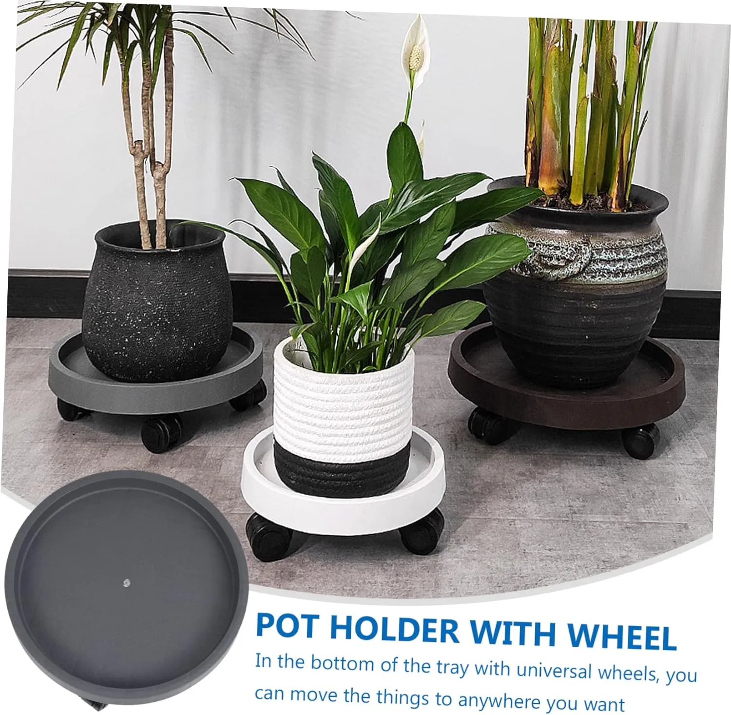 BESPORTBLE Thickened Planter Cart Wheeled Flower Pot Tray Rolling Plant Stand Sturdy Casters Garden Accessory
