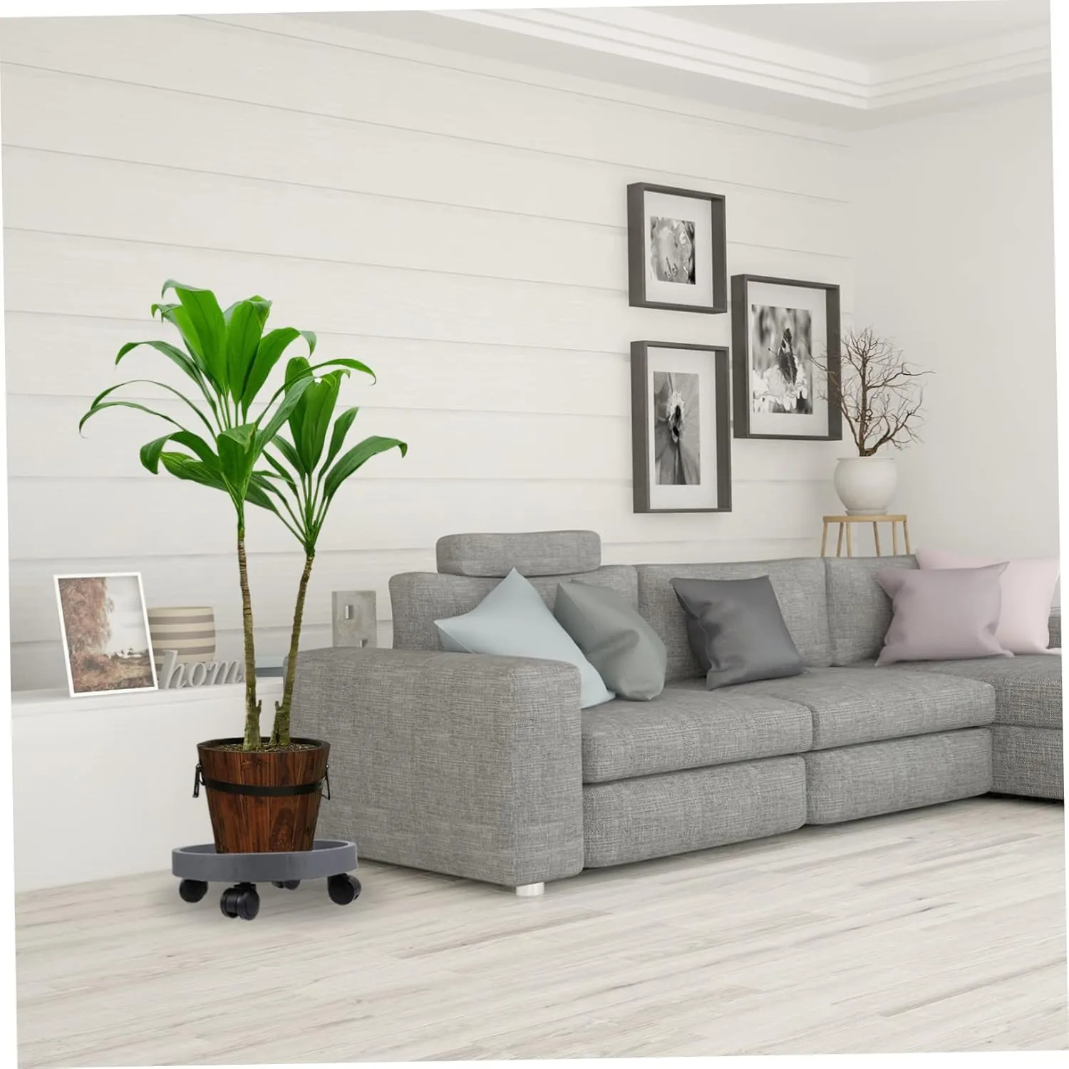 BESPORTBLE Thickened Planter Cart Wheeled Flower Pot Tray Rolling Plant Stand Sturdy Casters Garden Accessory