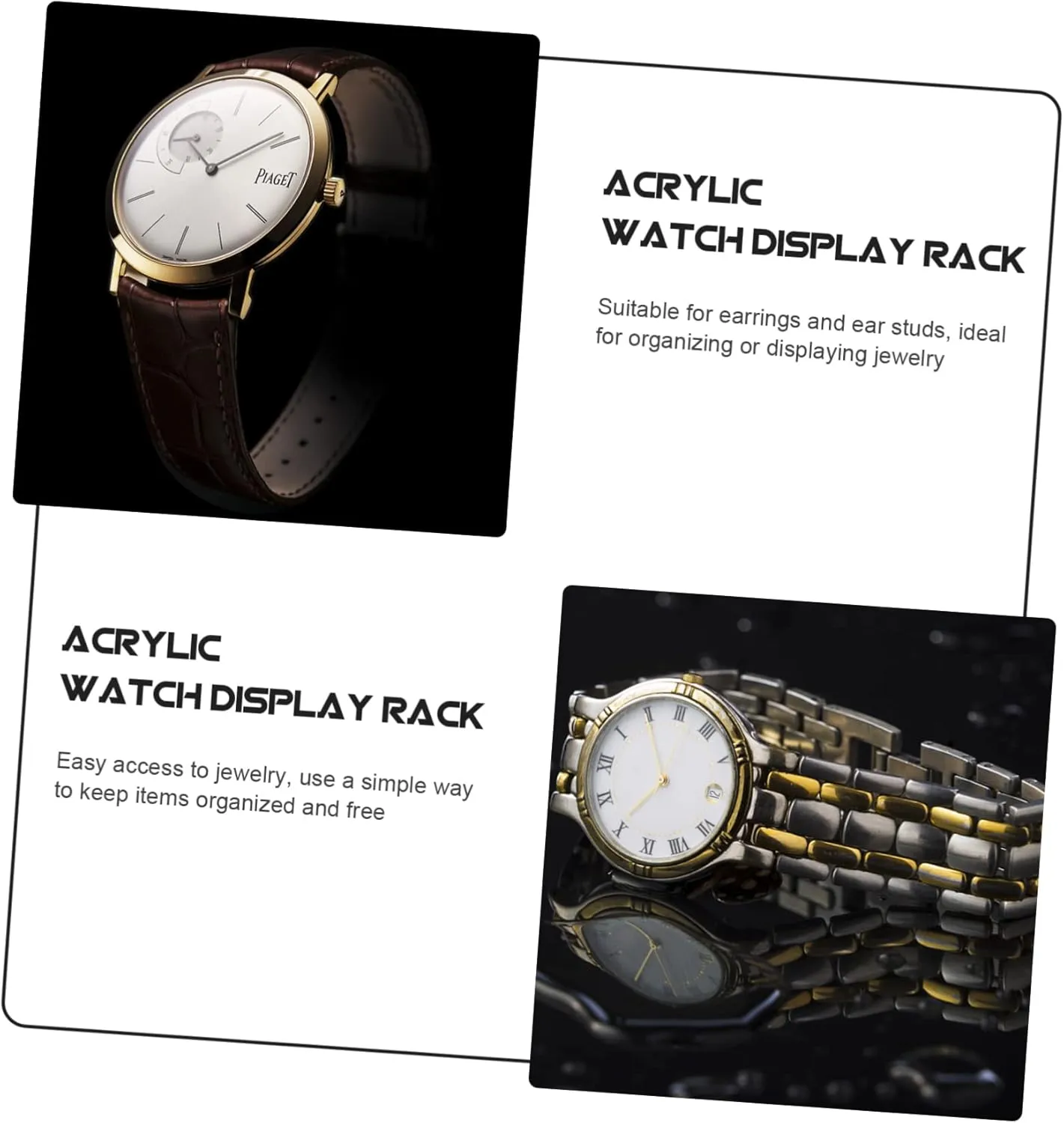 BESTYASH 3pcs Removable Transparent Acrylic Watch Display Stand Multi-booth Watch Types and Rack for Jewelry Showcases and Stalls