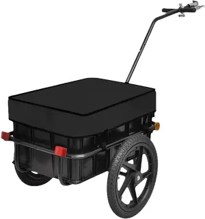 Bike Trailer Cargo, Luggage Storage with Towing Bar, Storage Box, Water-Repellent Cover & Robust Pneumatic Tyres, Incl 8 Reflectors