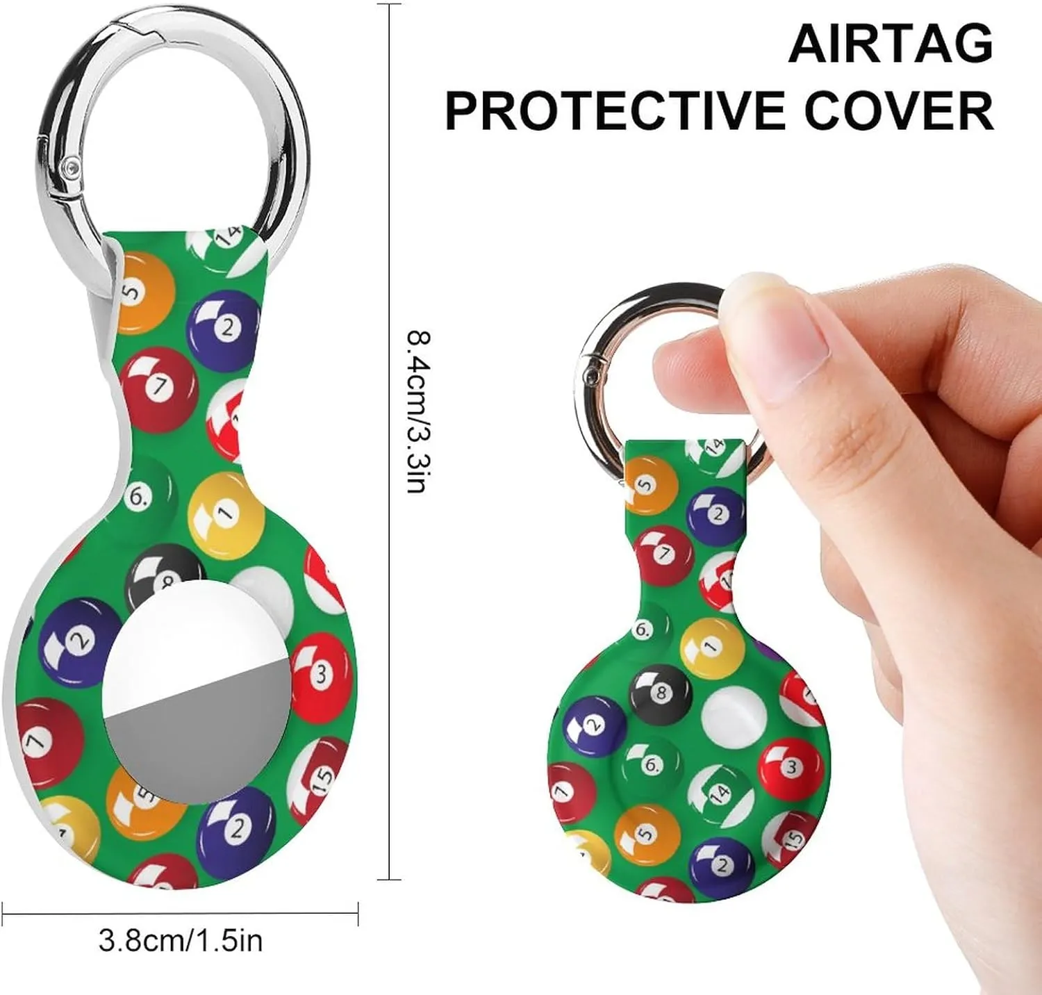 Billiards Pool Table Balls Anti-Scratch Protective Case Cover Compatible with AirTag with Keychain 1PCS