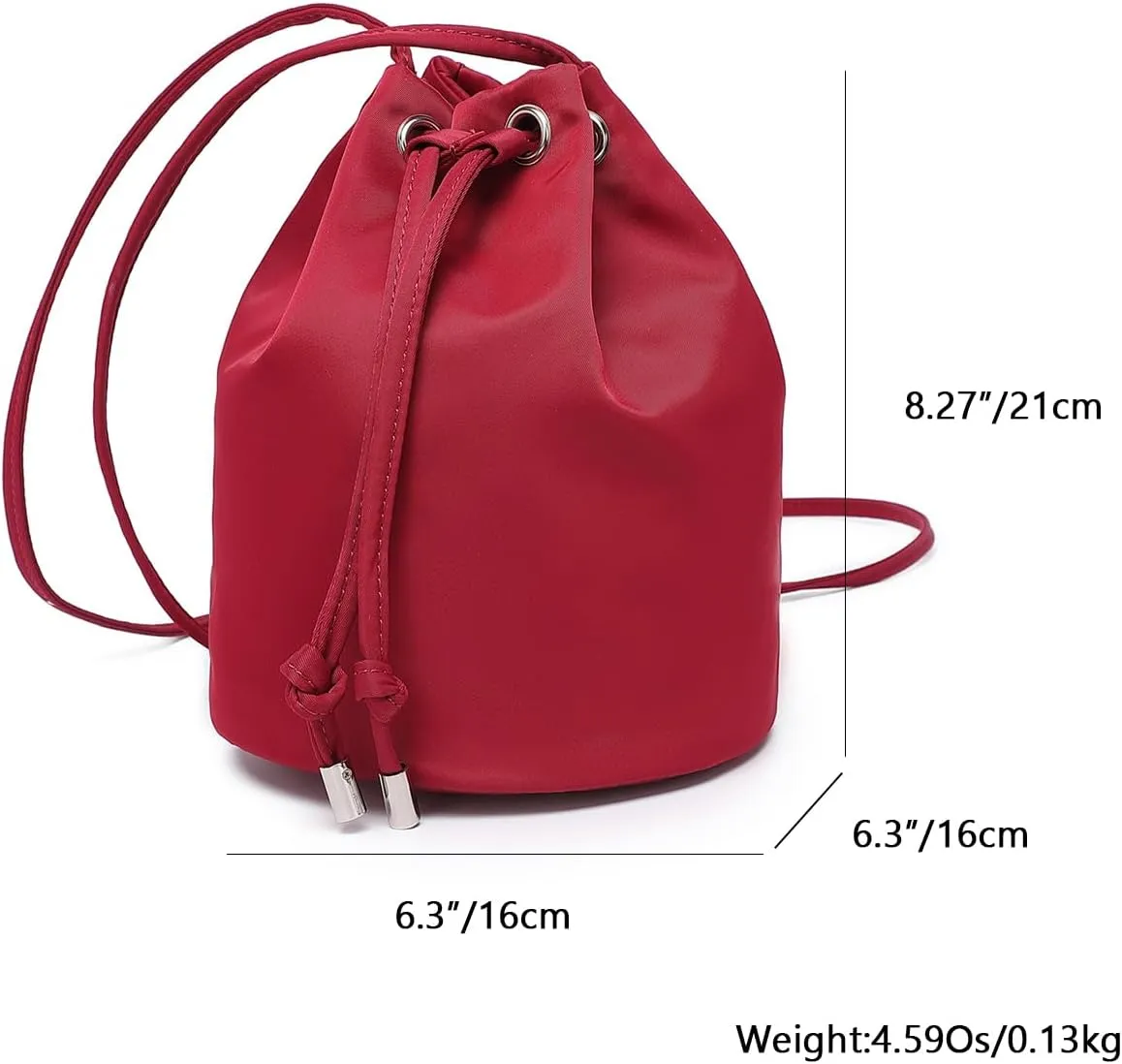 Black Drawstring Crossbody Bag Nylon Fabric Large Capacity Organizer Bag with Gold Tone Hardware