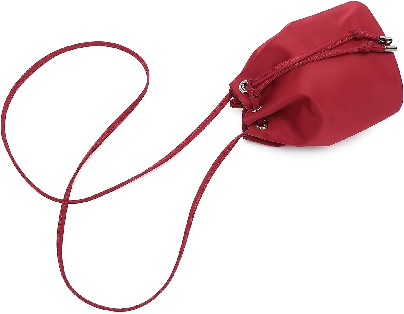 Black Drawstring Crossbody Bag Nylon Fabric Large Capacity Organizer Bag with Gold Tone Hardware