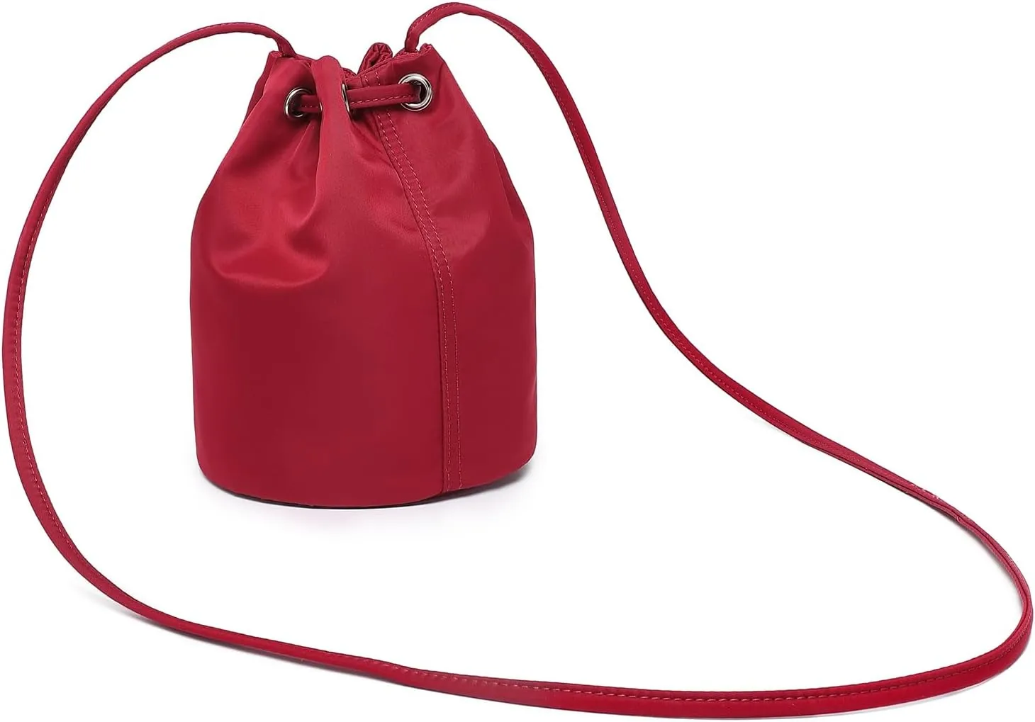 Black Drawstring Crossbody Bag Nylon Fabric Large Capacity Organizer Bag with Gold Tone Hardware