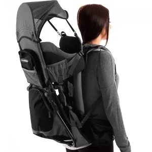 Black Hiking Baby Carrier Backpack System with Diaper Change Pad, Insulated Pocket   Hood to Protect Your Child
