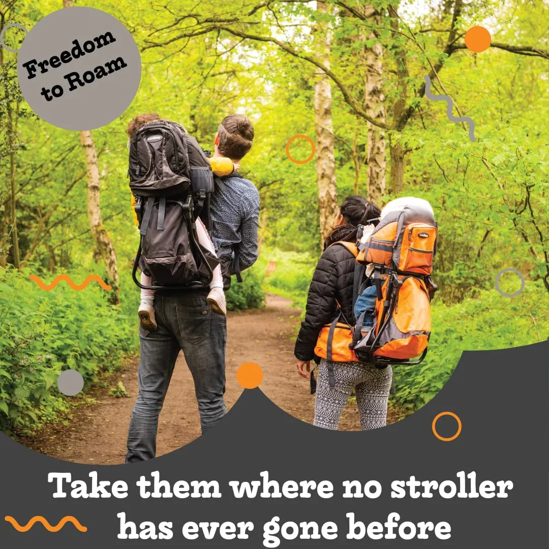 Black Hiking Baby Carrier Backpack System with Diaper Change Pad, Insulated Pocket   Hood to Protect Your Child