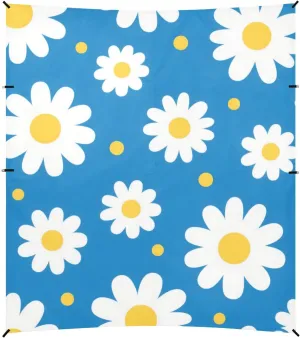 Blue and White Daisies Beach Canopy UPF50  Lightweight Outdoor Sun Shade with Carrying Bag for Family Travel