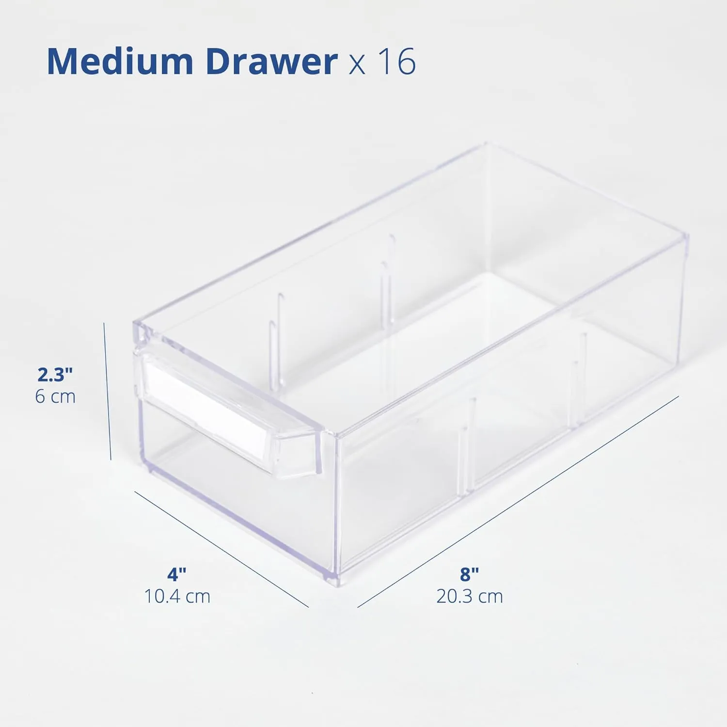 BLUE GINKGO Medium 16-Drawer Cabinet – Stackable Clear Organizer for Hardware, Beads, Plastic Bricks, Office, and Craft Storage (Made in Korea, Gray)