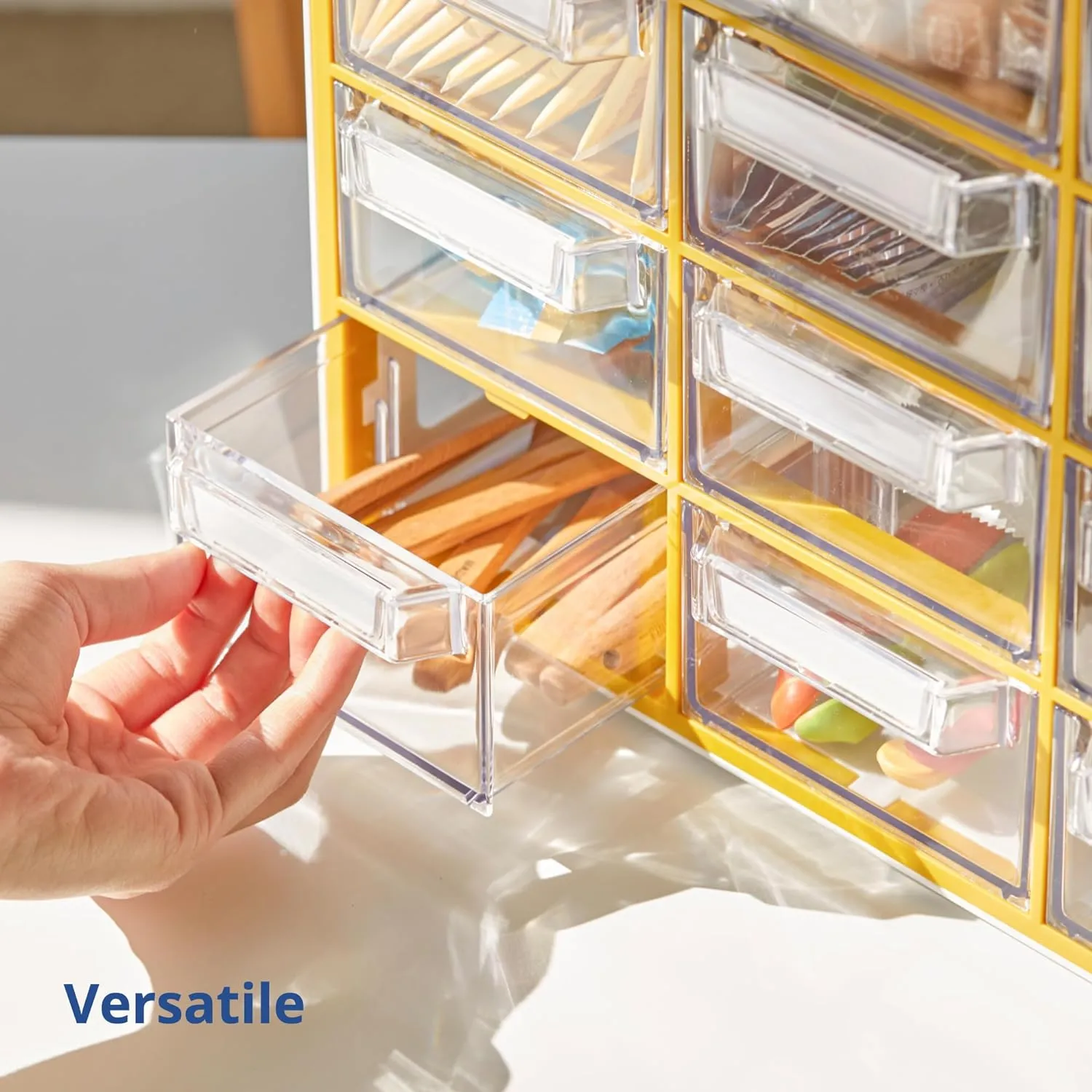 BLUE GINKGO Medium 16-Drawer Cabinet – Stackable Clear Organizer for Hardware, Beads, Plastic Bricks, Office, and Craft Storage (Made in Korea, Gray)