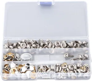 Boat Canvas Snap Kit 150PCS, Stainless Steel Heavy Duty Marine Grade, Rustproof Snaps & Screws for Boat Covers, Tarps, Tents, Awnings w Tools